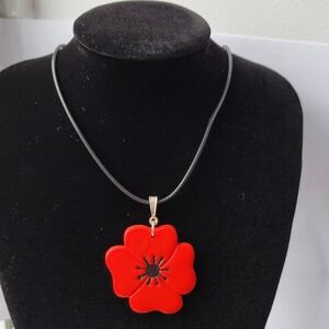 Palestinian Poppy Pendant Necklace